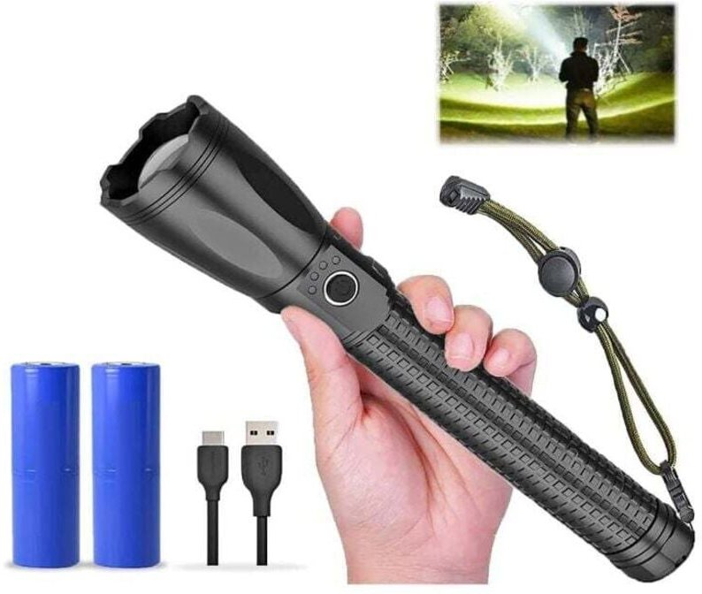 15000 Lumen LED-Taschenlampe, verbesserte wiederaufladbare Taschenlampe, superhelle Camping-Taschenlampe, XHP70.2, IP56 ...