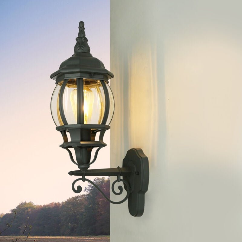 Licht-erlebnisse - Außenleuchte Rustikal Wand E27 Grau h: 54 cm Laterne Wandlampe außen