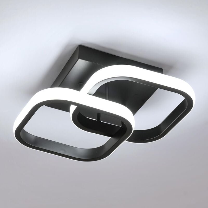 Goeco - LED-Deckenleuchte Moderne Schwarze, 19W Acryl-LED-Deckenlampe 2550LM, Kaltweiß 6500K Quadratische Leuchte für Sc...