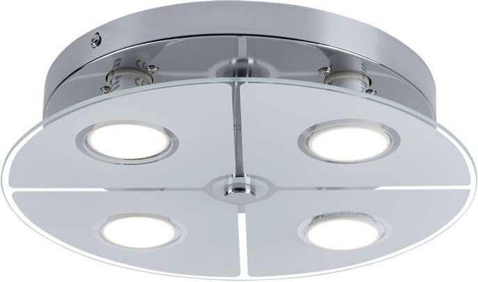 Deckenleuchte Chrom led Deckenlampe Wohnzimmer, Glas satiniert, 4x 3W 250lm 3000K, DxH 30x7,5 cm
