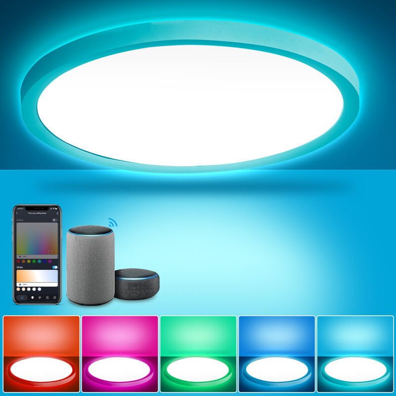 Thumbnail - SWANEW 24W Smart LED Deckenleuchte mit RGB-Bluetooth für Flur, Treppenleuchte, Superslim, dimmbar