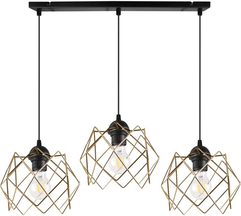 Stella Hängelampe 3 Flacher Goldener Lampenschirm E27