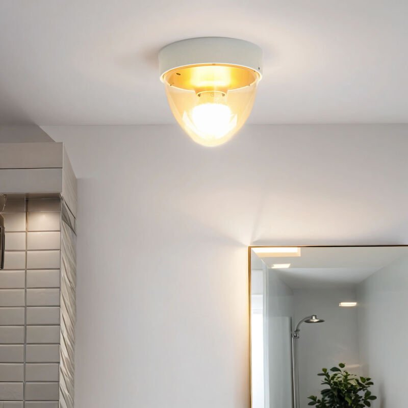 Licht-erlebnisse - Badlampe Weiß Gold IP44 E27 Modern Badezimmerleuchte Deckenlampe
