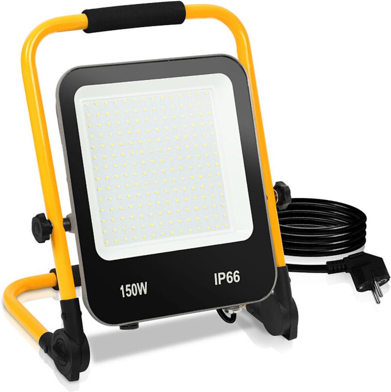 Wolketon LED Baustrahler Arbeitsleuchte 150W 13000LM Kaltweiß LED Fluter mit 3M Kabel und Wasserdicht IP66 Strahler für ...