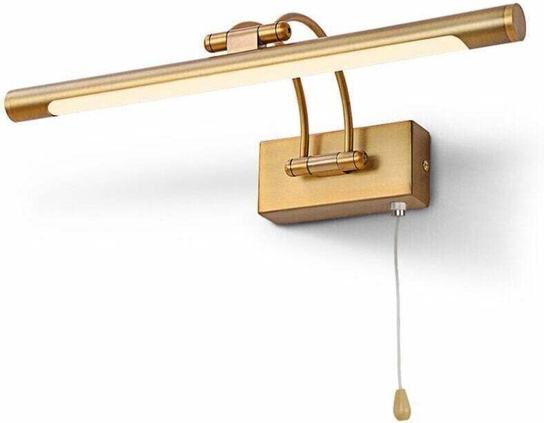 8W LED-Badezimmerwandleuchte IP44 - Messing mit Schalter 40cm 3000K - Verstellbar für Bilder/Vitrinen