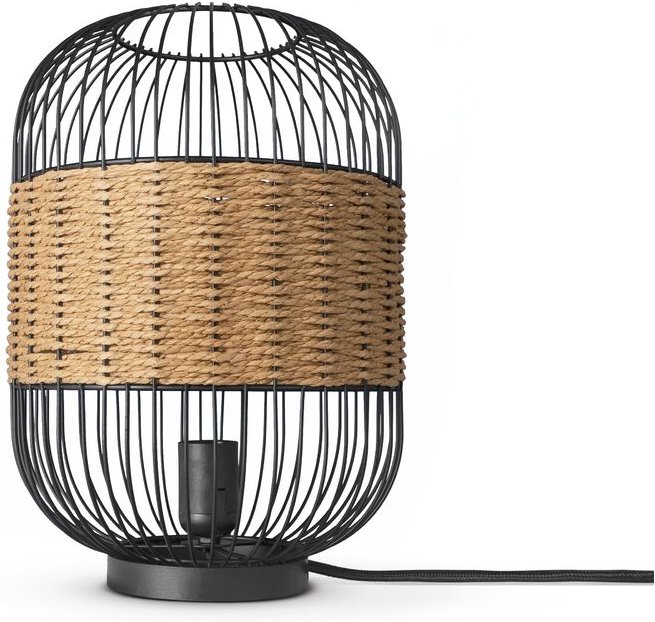 Rattan Pendelleuchte Wohnzimmer Tischleuchte Boho Käfig Lampe Nachttisch Metall Natur (Ø24cm), Tischleute - Typ 4 - Paco...