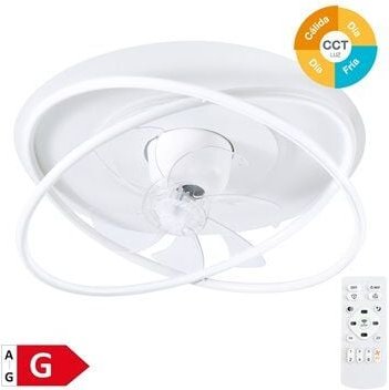 Thumbnail - EDM - Olmeto' rotierender Deckenventilator mit dimmbarem LED-Licht und Fernbedienung (36W 3CCT 4827lm) weiß