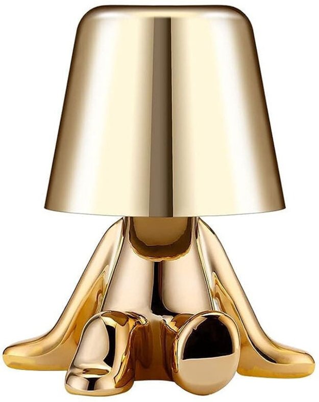 Tischlampe mit Touch Steuerung, Thinker Statue Gold Man Dekorative Schreibtischlampe, Dimmbare Nachttischlampe für Schla...