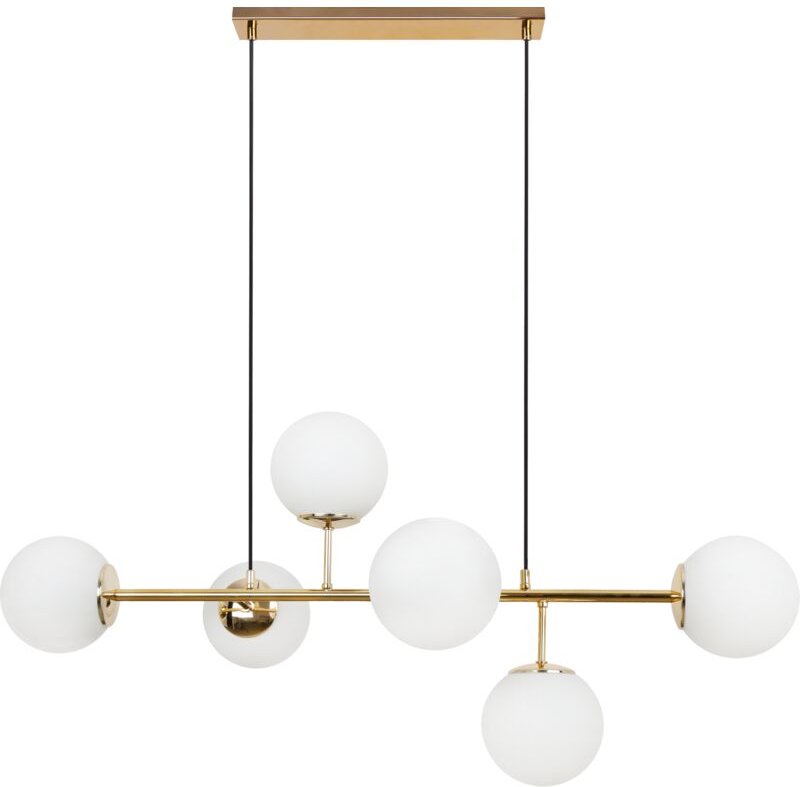 Siena Gold Deckenleuchte 6 Flache Weisse Lampenschirme E14 Lange Arme