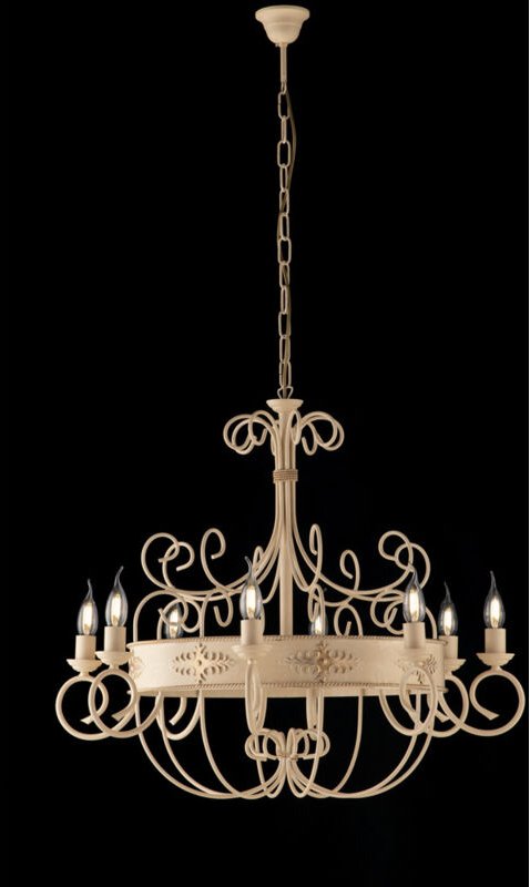 Bonetti Illumina - Baltimore - Kronleuchter aus elfenbeinfarben gebeiztem und lackiertem Eisen, 8 Lichter 126 - Ø76 - BL...