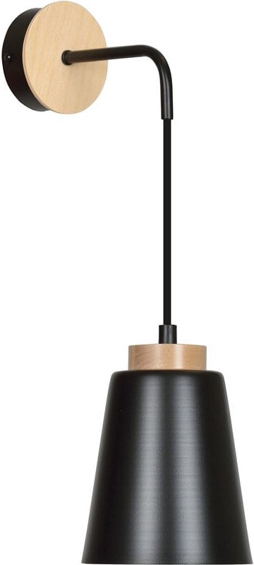 Licht-erlebnisse - Wandlampe Schwarz E27 Metall Holz klein Skandinavisch Wandleuchte