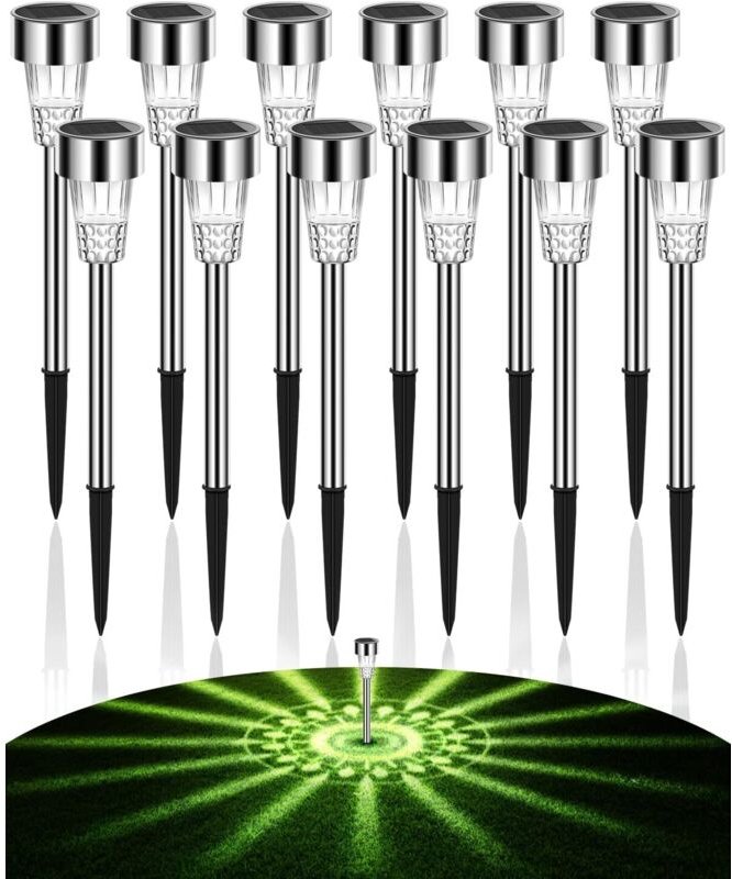 12PCS Solar Boden Lichter Wasserdicht IP65, Solar Licht Dekoration Beleuchtung für Wege Terrasse Rasen
