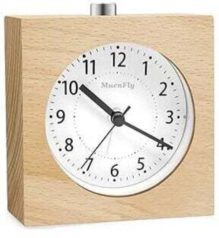 Nicht tickender analoger Wecker, Schlummerwecker aus Holz, Strahlungsfreier batteriebetriebener Wecker, Schreibtischuhr ...