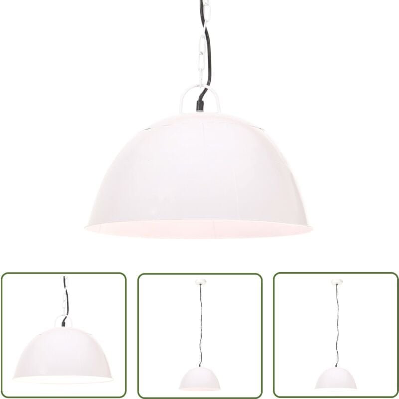 The Living Store Hängelampe Vintage Industriestil 25 w Weiß Rund 41 cm E27 - Industrielampen - Vintagelampe - Hängeleuch...