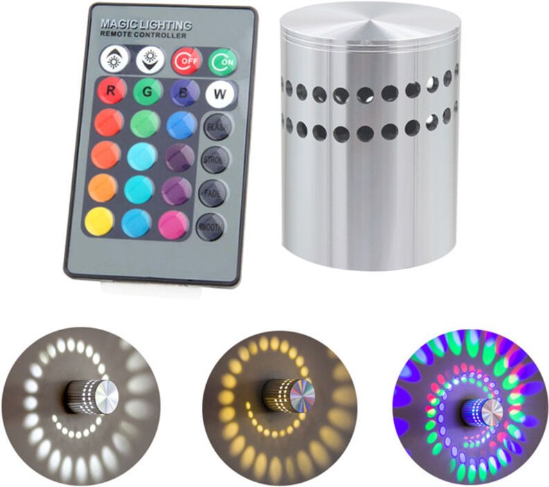 LED-Wandlampe RGB 3 W mit Spiralbohrung und Controller für Karaoke, Bar, Restaurant