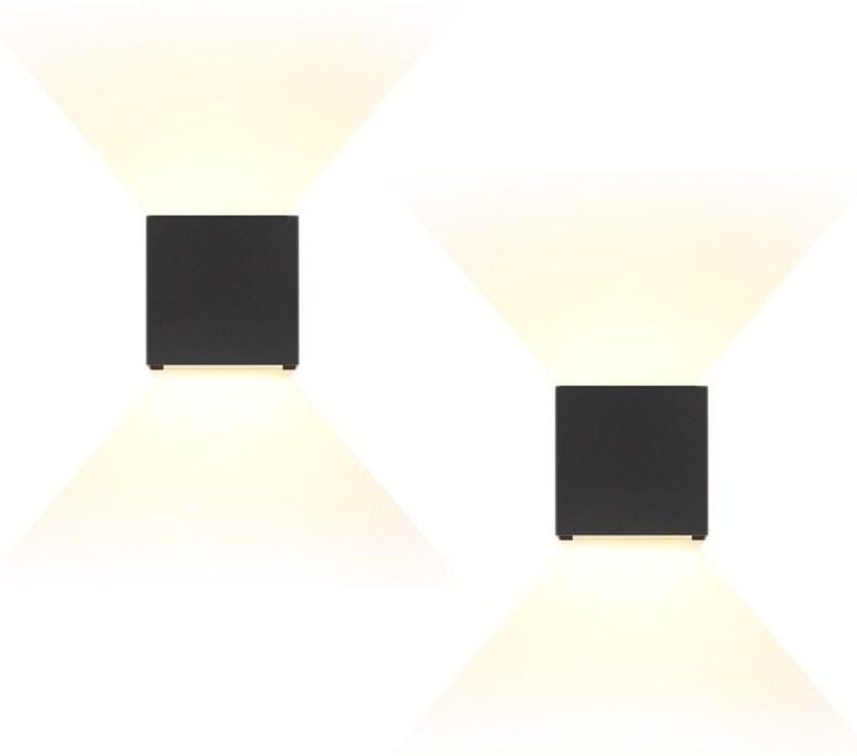 Thumbnail - Led Wandleuchte Aussen Wandlampe: 2er Set Gbly Außenwandleuchte innen Up Down Aussenbeleuchtung Schwarz Außenlampe Moder...