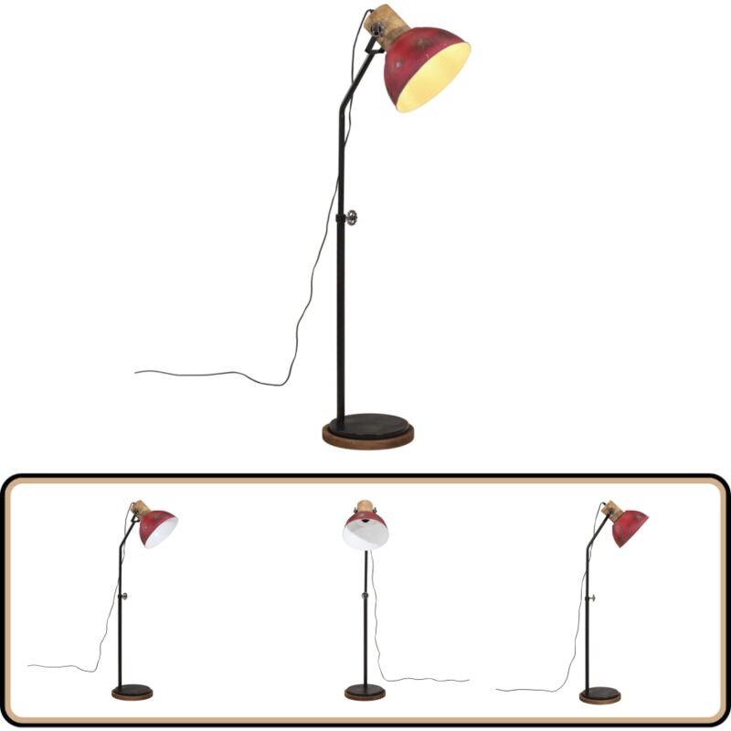 Stehleuchte 25 W Rot 30x30x100-150 cm E27 - Industrielampen - Stehlampe - Wohnraumleuchte - Mangoholzlampe - Vintagelamp...