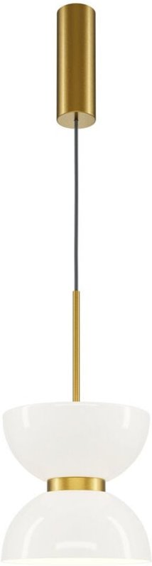 Maytoni Kyoto Moderne, schlanke Hänge-Deckenleuchte, Gold, 3000 K, 1300 lm, weißer Schirm