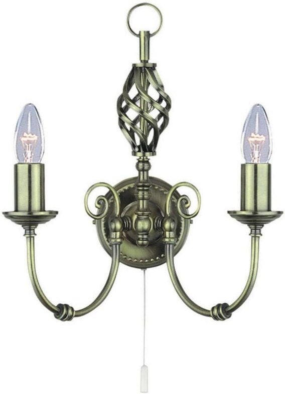 Zanzibar - 2 Licht Innenkerze Wandleuchte Antik Messing, E14 - Searchlight