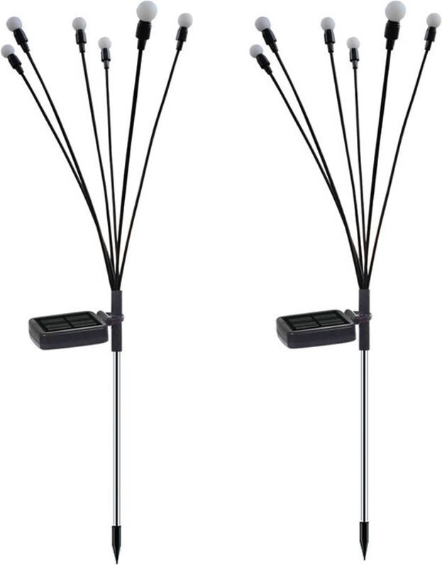 Set mit 2 Solar-Gartenleuchten im Glühwürmchen-Design, warmweißes Licht, für Wege, Rasenflächen, Außendekoration/Weihnac...