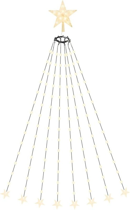 Lichterkette Weihnachtsbaum Weihnachtsbaumbeleuchtung mit Stern Spitze, 130 LED Lichterkette, 9 Beleuchtungsmodi und Fer...