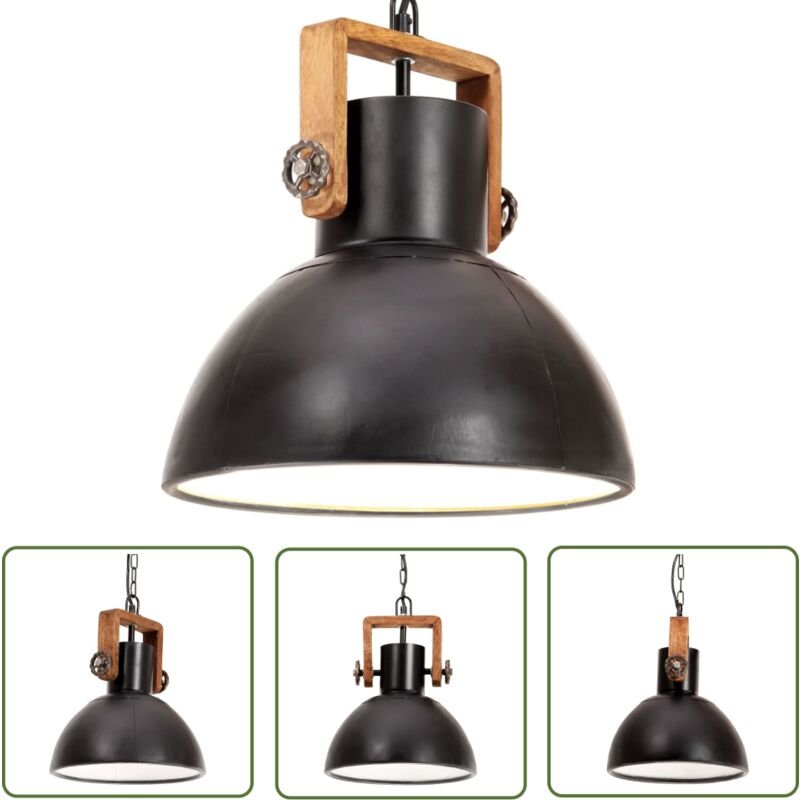 The Living Store Hängelampe Industriestil 25 W Schwarz Rund 30 cm E27 - Hängelampe - Industrielampen - Wohnraumbeleuchtu...