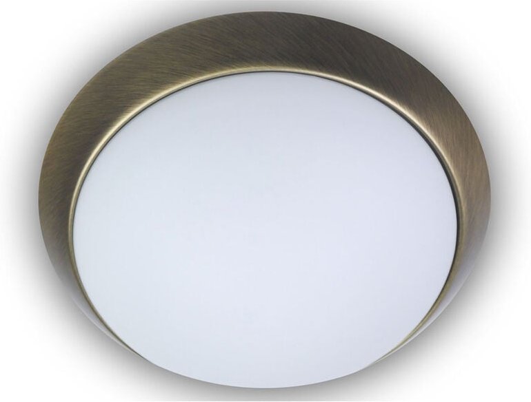 LED-Deckenleuchte rund, Opalglas matt, Dekorring Altmessing, Ø 50cm