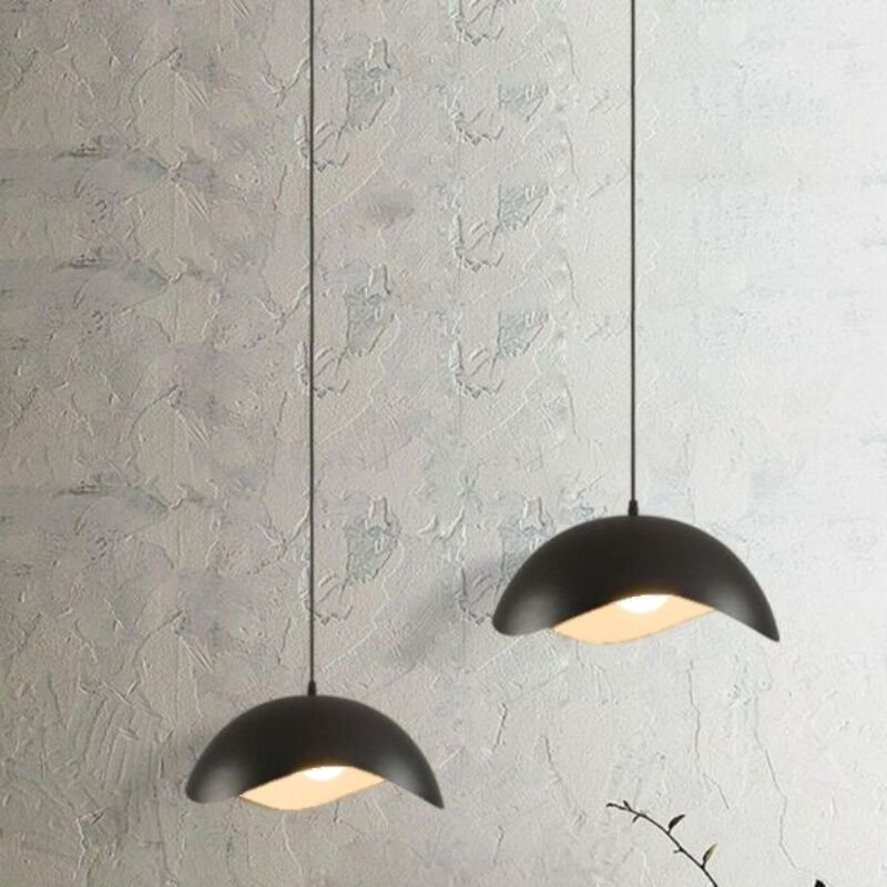 Wottes - Retro Hängeleuchte Schwarz Kreative Pendelleuchte Lampenschirm Höhenverstellbare Deckenleuchte 2 Stücke Ø35CM