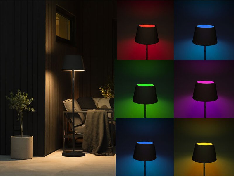 Thumbnail - Konstsmide - 4in1 Akku Outdoor Stehleuchte pomezia mit rgb Farbwechsel, Schwarz, H:150cm