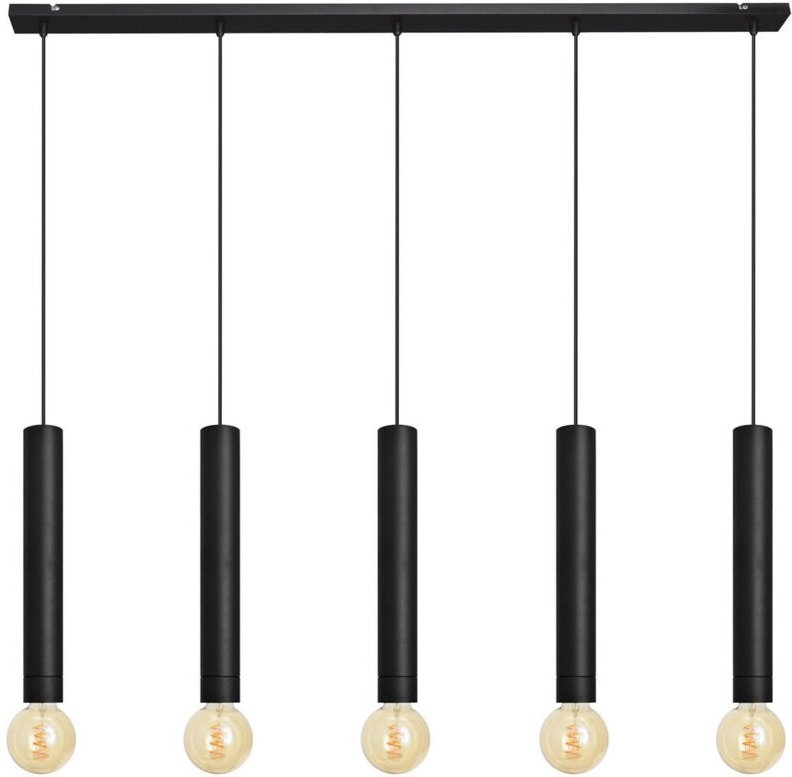 Tuba Gerade Stangen-Pendel-Deckenleuchte Schwarz 120cm - Helam