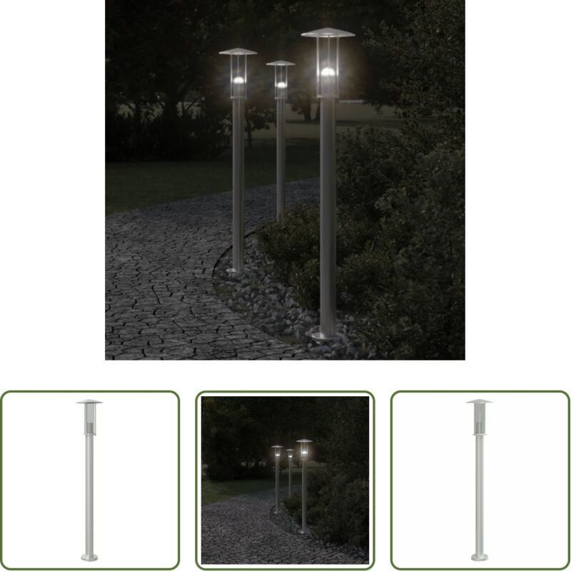 vidaXL Edelstahlleuchte - Wegeleuchte Silbern 100 cm Edelstahl