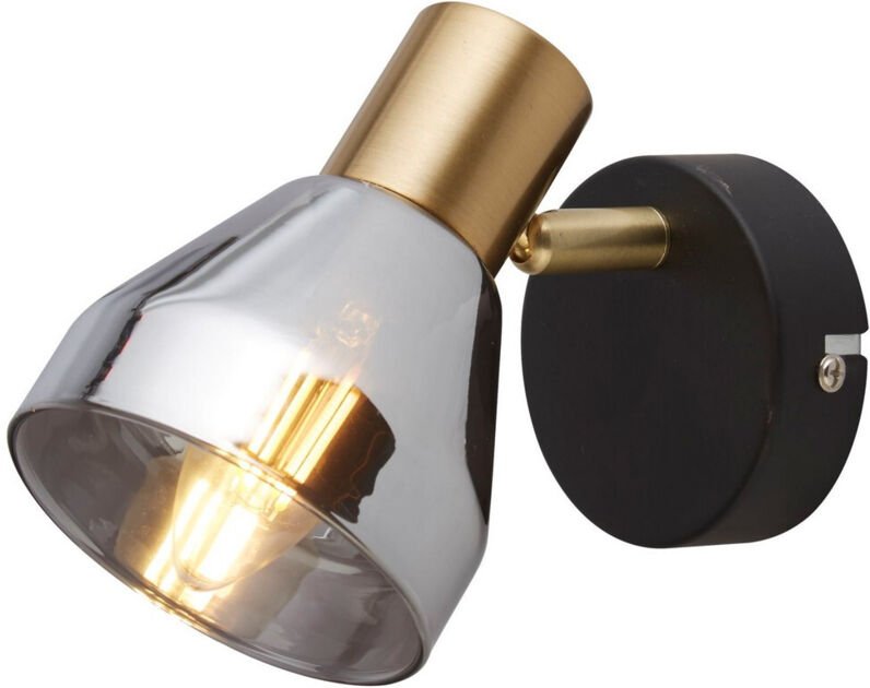 Searchlight - Wandleuchte Spotlampe Flurleuchte E14 Rauchglas Stahl messing schwarz h 17 cm