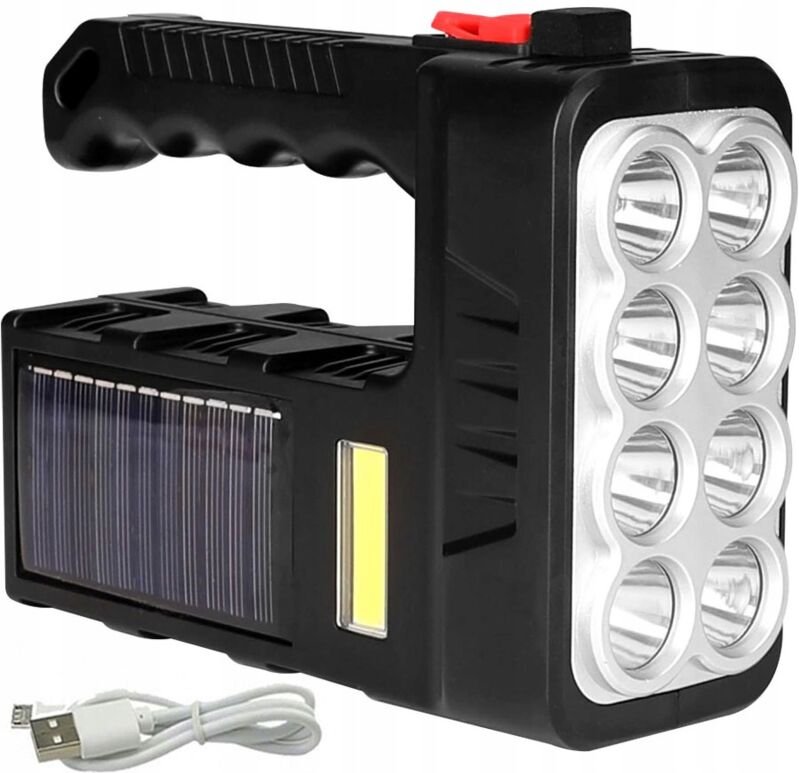 Solar-Touring-Taschenlampe, Wiederaufladbar 8x Led