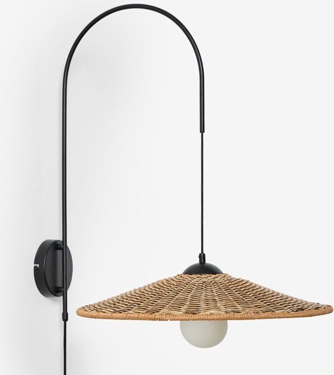 Sklum - Sopant Wandleuchte aus Eisen und Kunstrattan Schwarz ↑65 cm