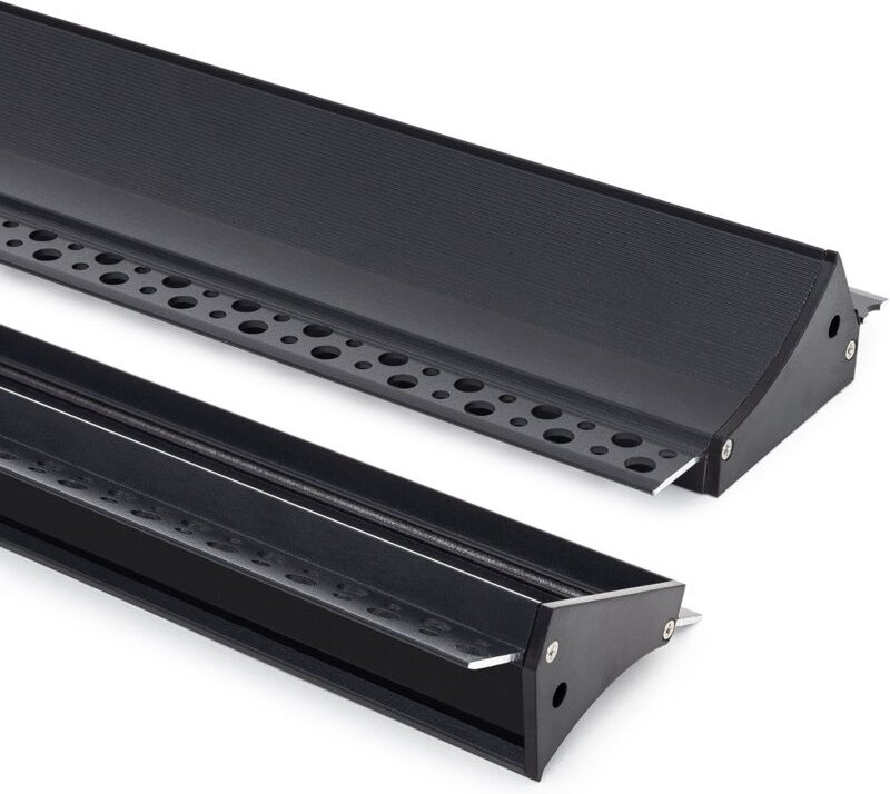 Aluminiumprofil Einbau für Gips/Stuckdecke für LED Streifen bin20mm mit durchgehender Abdeckung Schwarz 10 m Schwarz tra...