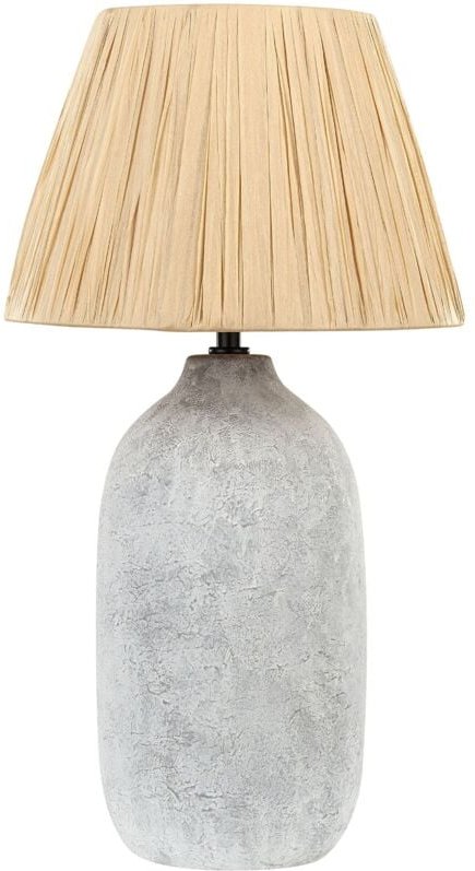 Tischlampe Grau Keramik Vasenform Strukturiert 56 cm Papierschirm Kegelform Natürlich Langes Kabel mit Schalter Modern B...