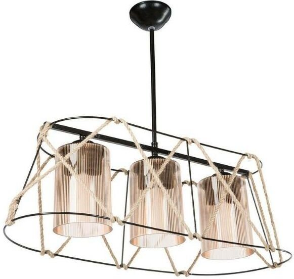 Gezegen ASZ0986 Pendelleuchte 3 Lichter, schwarzes Metall und Seil