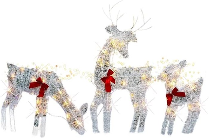 Set mit 3 beleuchteten 2D-Weihnachts-Rentieren für den Außenbereich