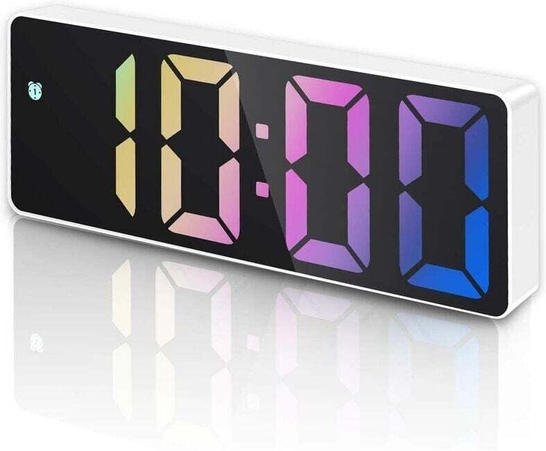 Digitaler Wecker mit Schlummerfunktion mit LED-Anzeige für Temperatur und Datum, Sprachsteuerung, USB-/Batteriebetrieb, ...