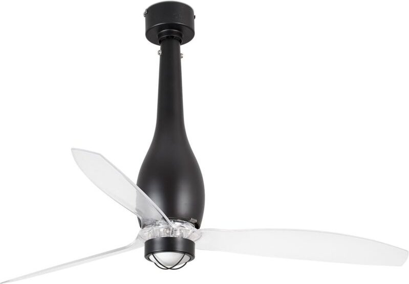 Faro eterfan led Mattschwarz, Transparenter Deckenventilator mit Gleichstrommotor, 3000K