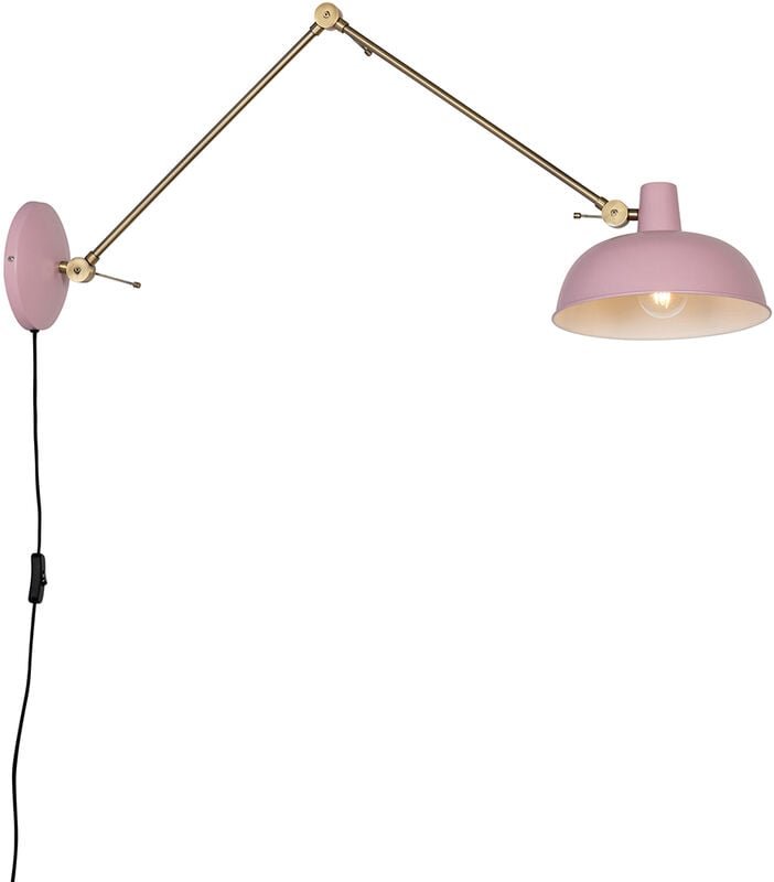 Retro Wandleuchte Stahl Rosa mit Bronze - Milou