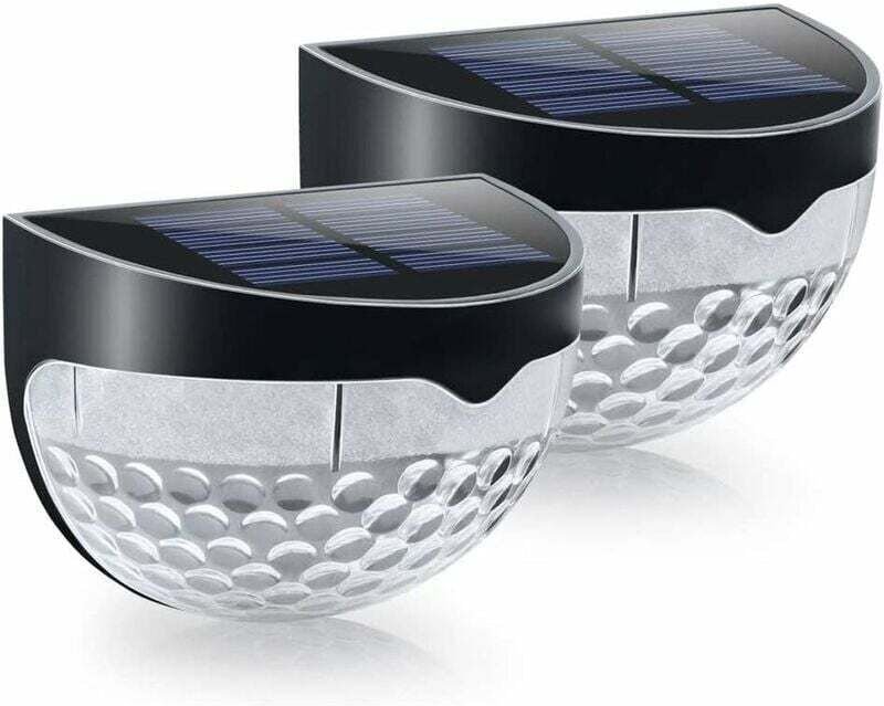 Set mit 2 Solar-LED-Zaunleuchten, für den Außenbereich, wasserdicht, mit Wandhalterung, dekorative Beleuchtung für Garte...