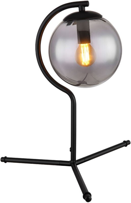 Globo - tischlampe - Porry - schwarz - glas rauchglas - Ø 35cm -