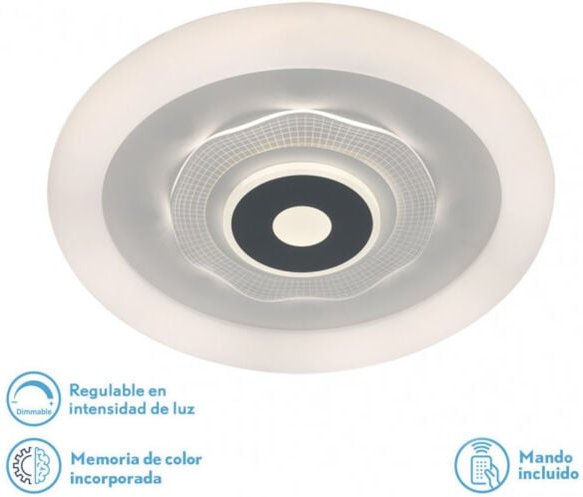 Fabrilamp - Deckenleuchte 78w 3000k, 4000k, 6500k Anthe Weiß/Grau 9x50x50cm 10530Lm Dimmbar, Memory und C-Fernbedienung ...