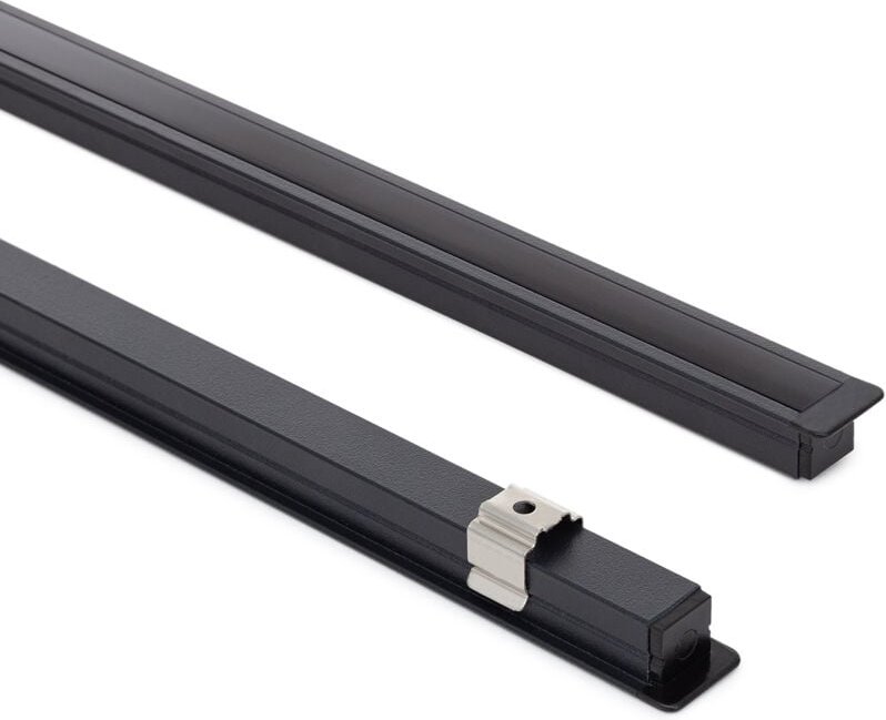 Ledkia - Aluminiumprofil Einbau Schmal für led Streifen bis 6 mm mit durchgehender Abdeckung Schwarz 2 m Schwarz translu...