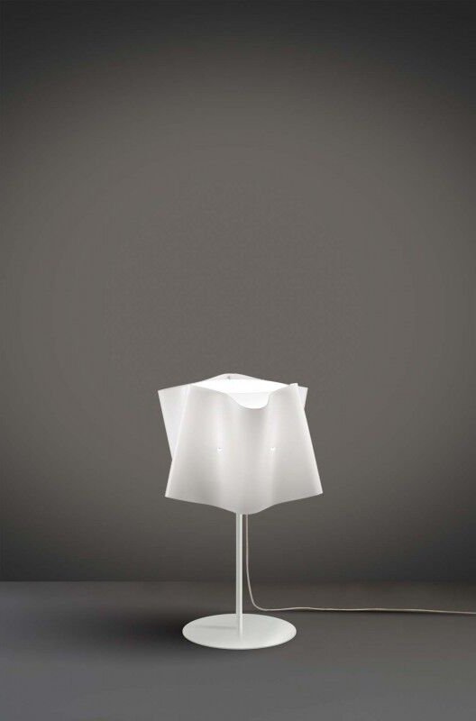 Linea Zero - Tischlampe mit Fuß und Metallstiel Lampenschirm folio Weiß Durchmesser 25x H37 cm