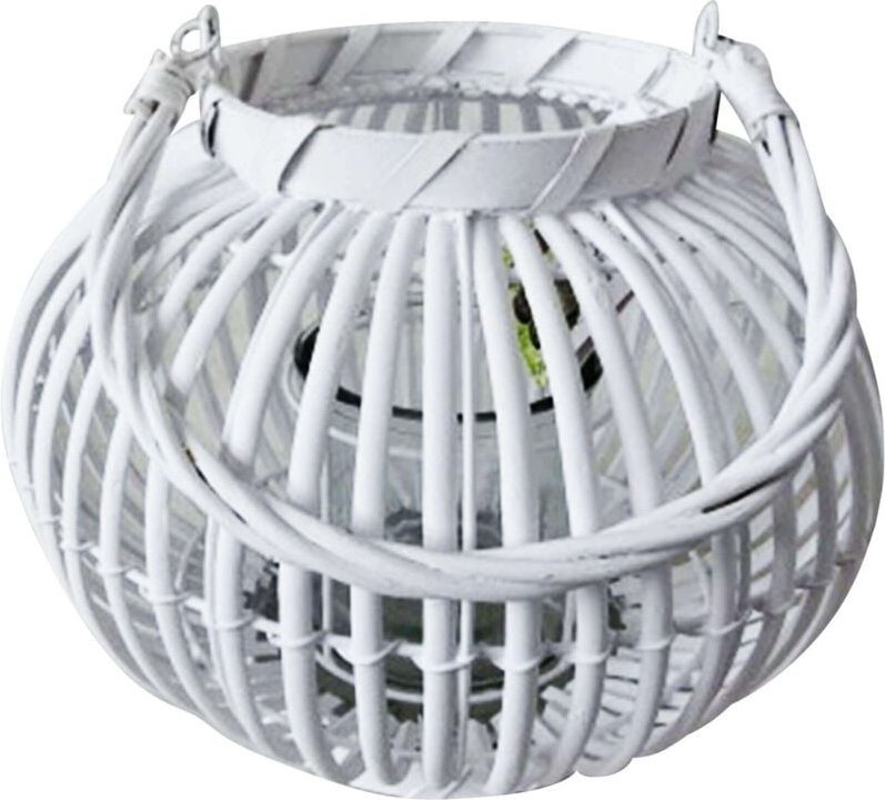 Weidenlaterne mit Weinauswahlglashalter - White - White