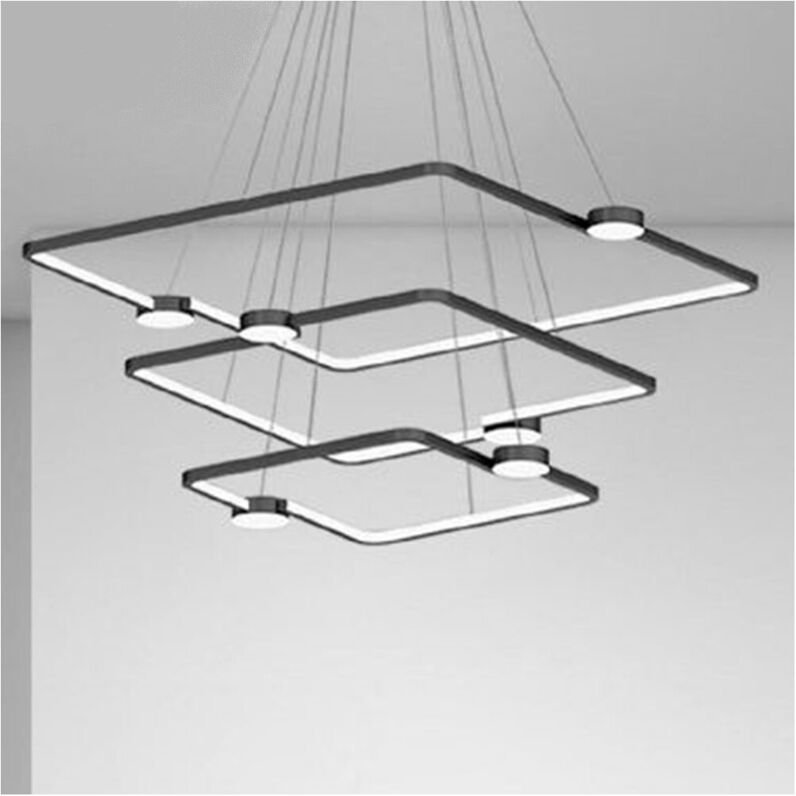 Thumbnail - Trade Shop - 112W 3 QUADRATISCHE LED-PENDELLEUCHTE MIT FERNBEDIENUNG MODERNES DESIGN SCHWARZ 71248 -