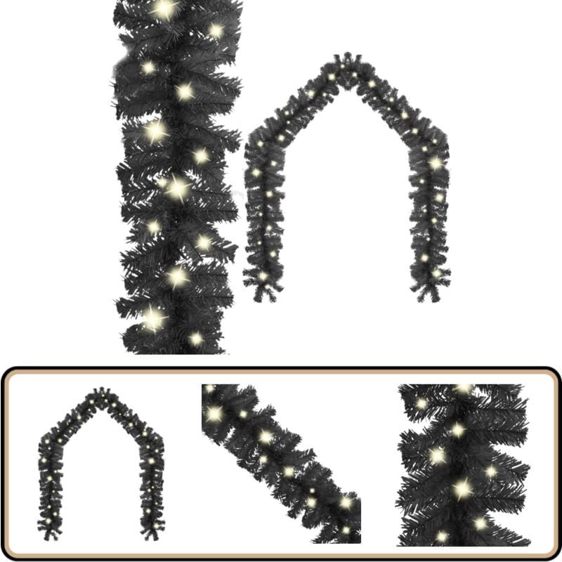 Weihnachtsgirlande mit led 5 m Schwarz - Weihnachtsdeko - Lichterkette - LED-Lichterkette - Christbaumschmuck - Innendek...