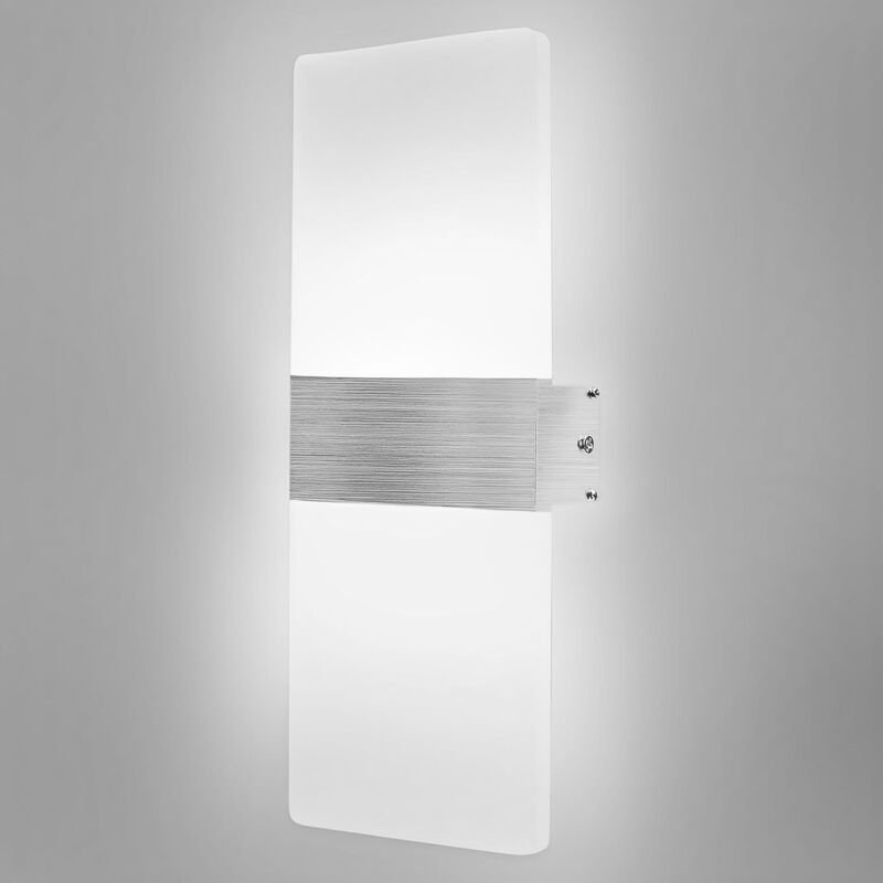 Moderne LED-Wandleuchte für den Innenbereich, Kaltweiß 6500 K, 12 W, Acryl-LED-Wandleuchte, weiße LED-Wandlampe, Auf- un...